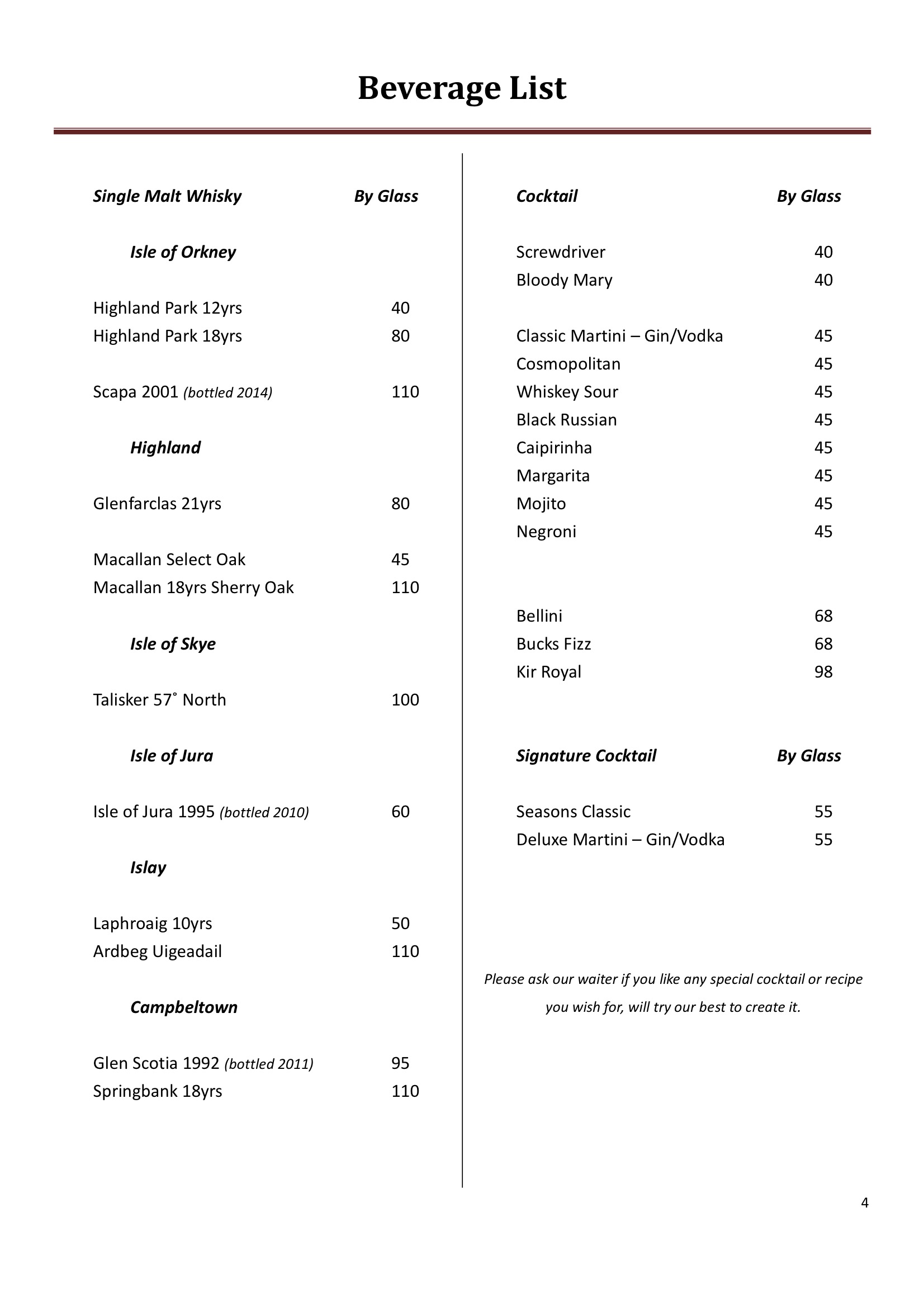 Beverage List 01